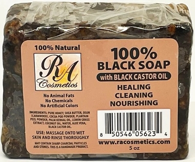 100% BLACK SOAP W/ BLACK CASTOR OIL  5 OZ 